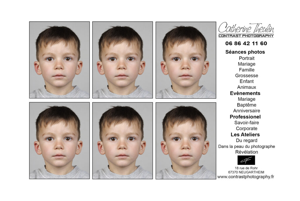 Photo d'identité normes biométriques carte d'identité passeport documents administratif enfant